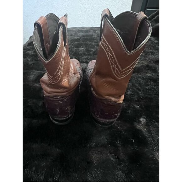 Size 10.5 D Justin 3105 Exotic Ostrich Roper Toe Boots Full Quill Western main image 6